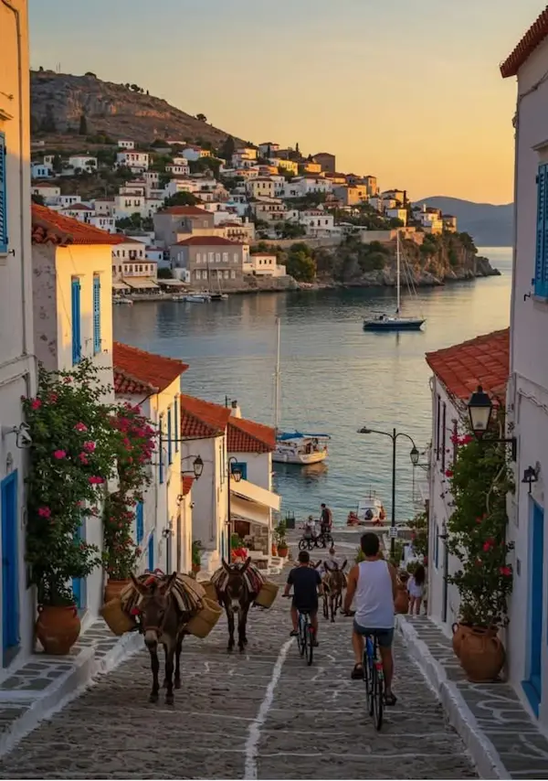 Остров Гидра — набережная и яхты